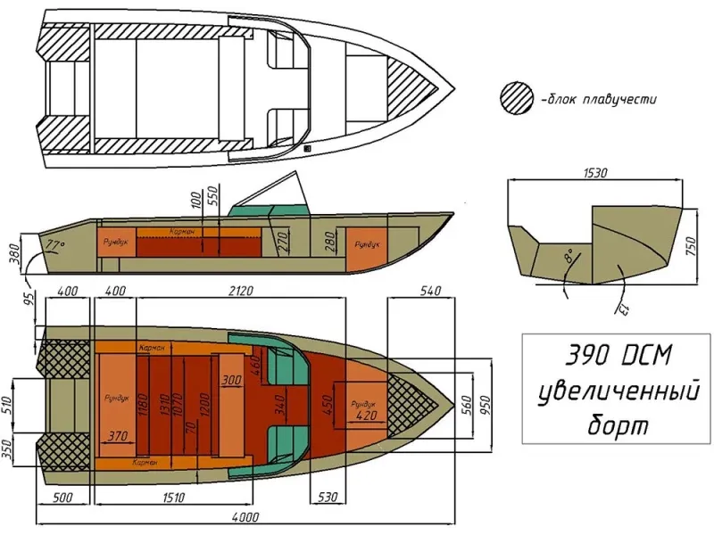 Моторная лодка Wyatboat-390 DCM Увеличенный борт, фото: 44
