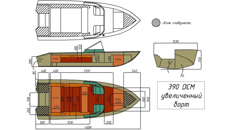 Моторная лодка Wyatboat-390 DCM Увеличенный борт, фото: 22