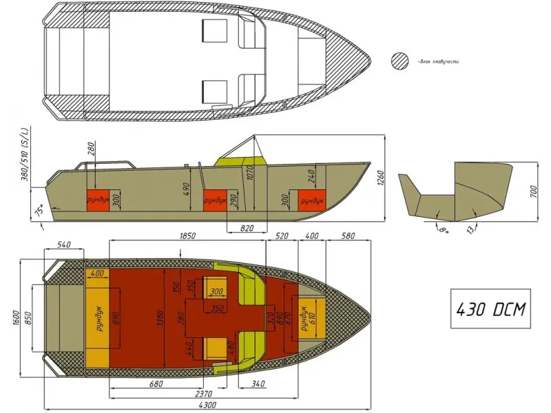 Моторная лодка Wyatboat-430 DCM, фото: 24