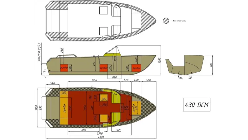 Моторная лодка Wyatboat-430 DCM, фото: 12