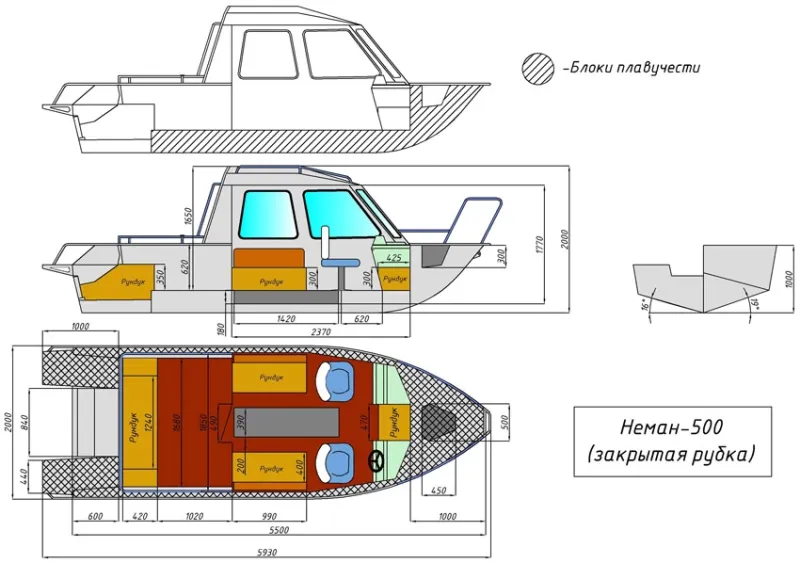 Алюминиевая лодка Неман-500 (закрытая рубка), фото: 31