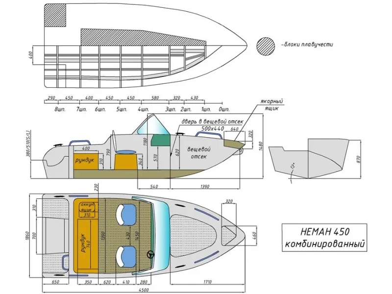 Стеклопластиковая лодка Неман-450, фото: 14