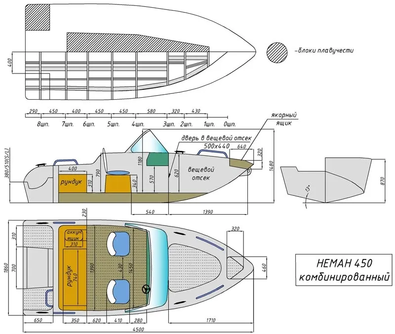 Стеклопластиковая лодка Неман-450, фото: 7