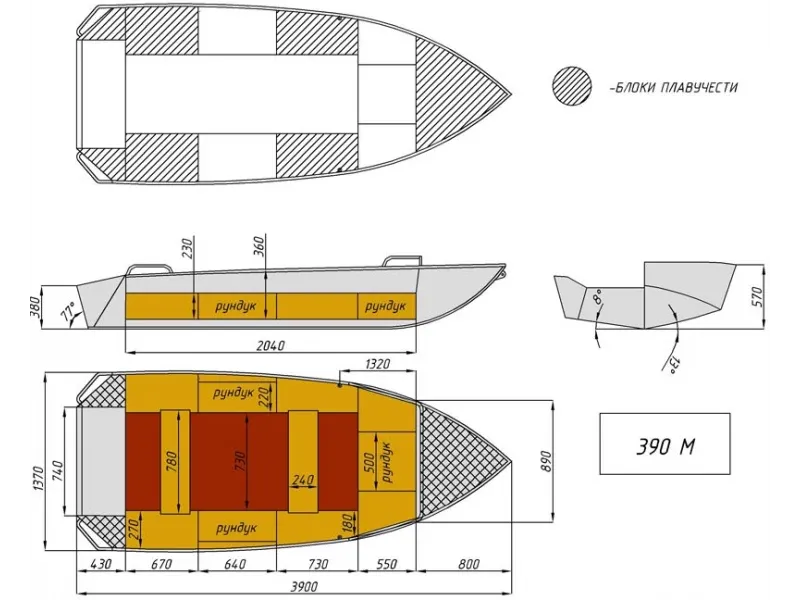 Алюминиевая лодка Wyatboat-390 M, фото: 30