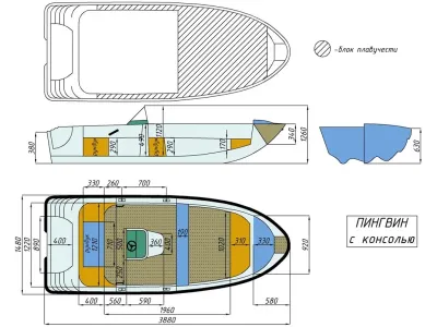 Лодка Пингвин с консолью (тримаран)