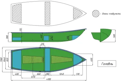 Лодка Стеклопластиковая лодка Голавль