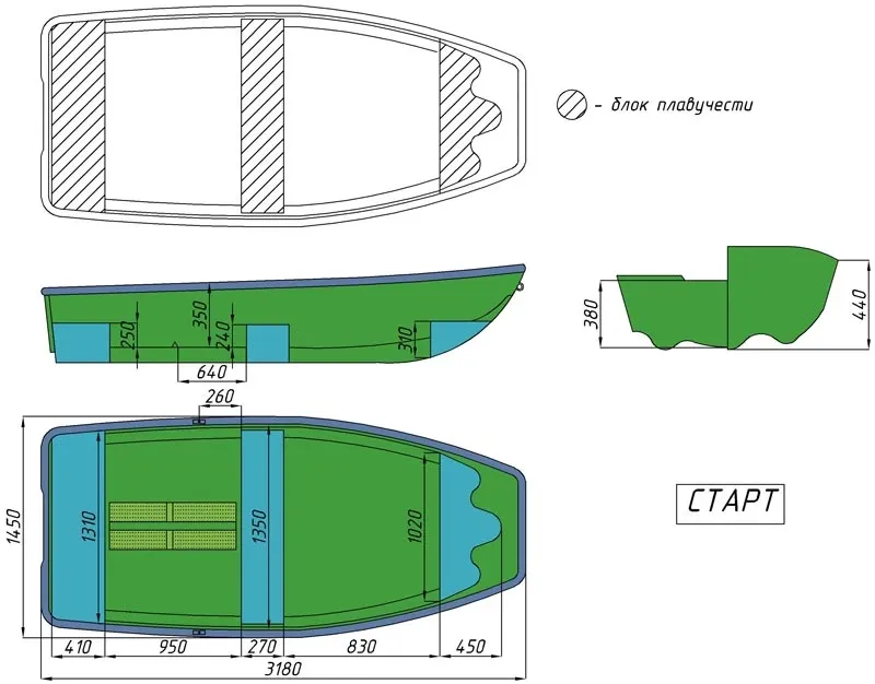 Стеклопластиковая лодка Стеклопластиковая лодка Старт (тримаран), фото: 10